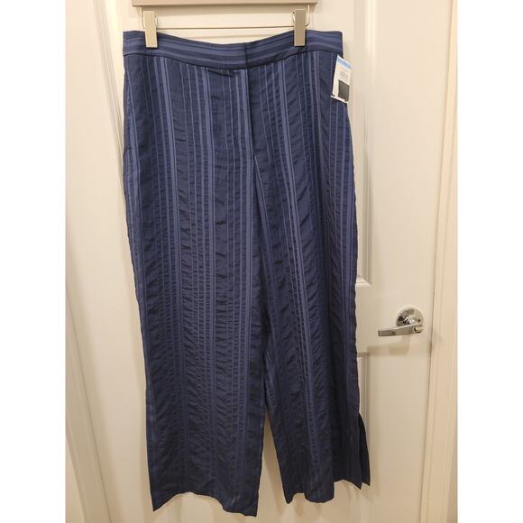 Club Monaco Blue Wide Leg Striped Pants - Picture 3 of 9
